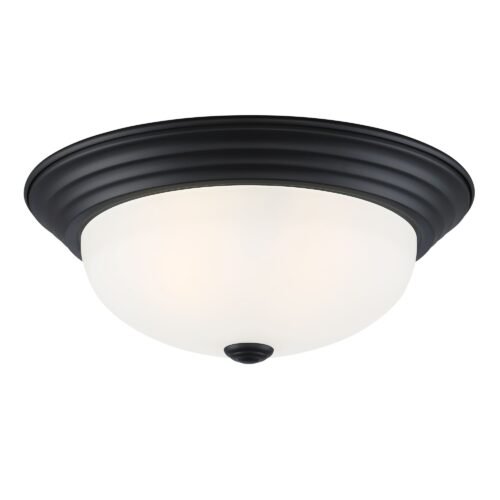 Designers Fountain 1257M-MB-W Reedley 13.25" 2-light flush mount Matte Black Etched Glass