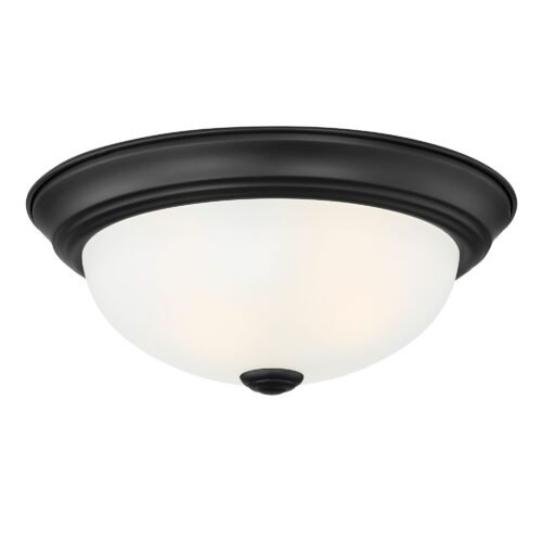 Designers Fountain 1257S-MB-W Reedley 11.25" 2-light flush mount Matte Black Etched Glass
