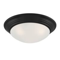 Designers Fountain 1360L-MB Tap 17" 3-Light Flush Mount Matte Black Etched Glass