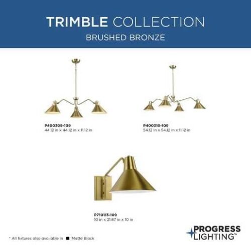 Progress Lighting - P400309-109 - Trimble - 3 Light Chandelier In Industrial Style-11.12 Inches Tall and 44.12 Inches Wide Brushed Bronze - Image 10