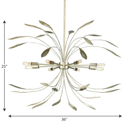 Progress Lighting - P500416-176 - Mariposa - 8 Light Pendant 36 inch Gilded Silver Pendent ceiling light - Image 2