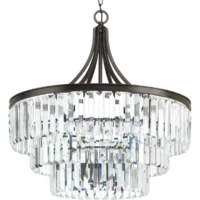 Progress Lighting - P5346-20 Glimmer 6 Light 28" Wide Chandelier with Prismatic Drop Glass
