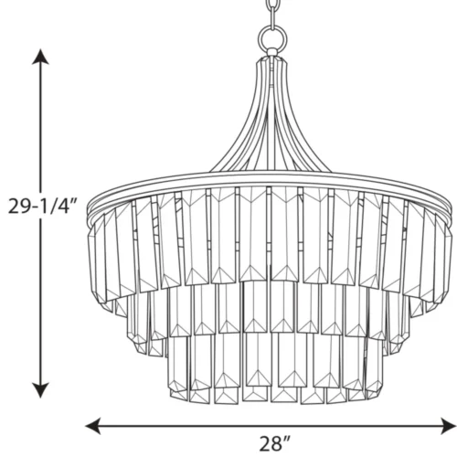 Progress Lighting - P5346-20 Glimmer 6 Light 28" Wide Chandelier with Prismatic Drop Glass - Image 8