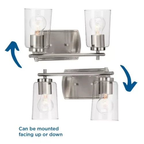 Progress Lighting P300155-009 Adley Collection Two-Light Brushed Nickel Clear Glass Bath Vanity Light - Image 5