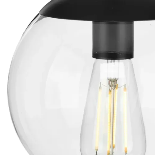 Progress Lighting P500309-031 Atwell Collection 8-inch Matte Black and Clear Glass Globe Pendant Light - Image 7