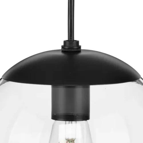 Progress Lighting P500309-031 Atwell Collection 8-inch Matte Black and Clear Glass Globe Pendant Light - Image 5