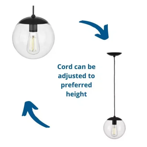 Progress Lighting P500309-031 Atwell Collection 8-inch Matte Black and Clear Glass Globe Pendant Light - Image 4