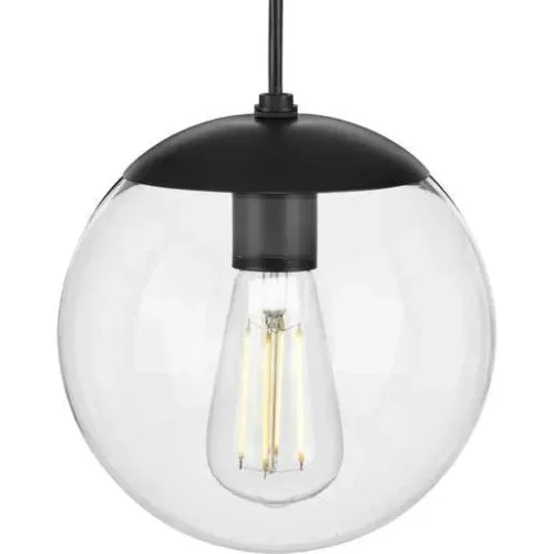 Progress Lighting P500309-031 Atwell Collection 8-inch Matte Black and Clear Glass Globe Pendant Light - Image 11