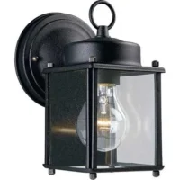 Progress Lighting P5607-31 Flat Glass Lantern One-Light Wall Lantern Black