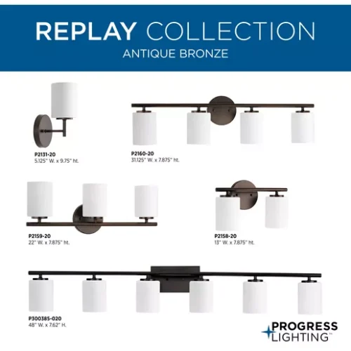 Progress Lighting P2159-20 Replay Collection Three-Light Bath & Vanity Antique Bronze - Image 7