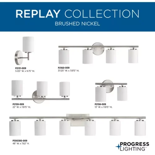 Progress Lighting P2159-09 Replay Collection Three-Light Bath & Vanity Brushed Nickel - Image 8
