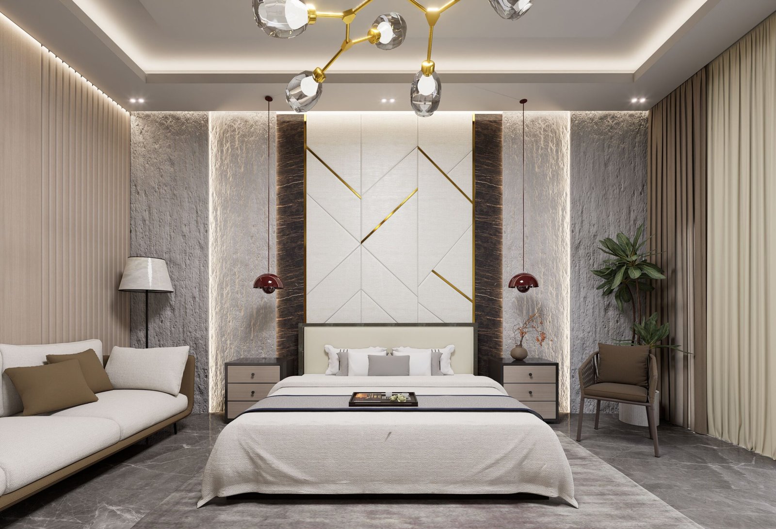Architectural interior with integrated lighting